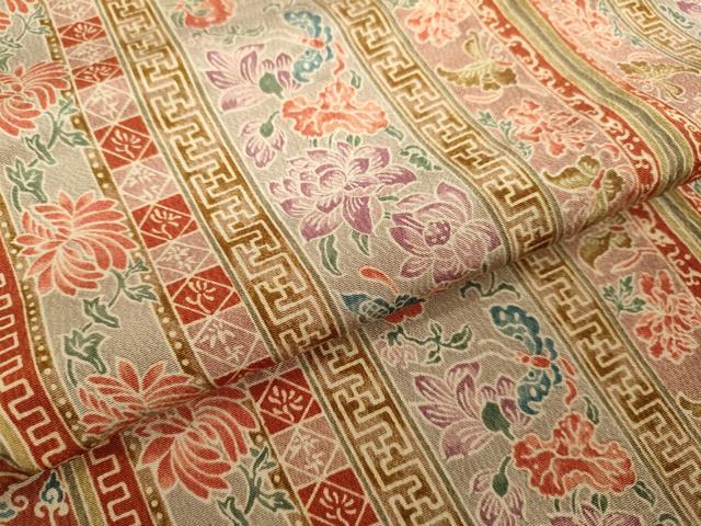 平和屋着物▽上質な小紋 単衣 花蝶間道 鬼しぼ縮緬 高島屋扱い 正絹 逸品 DAAV3014du