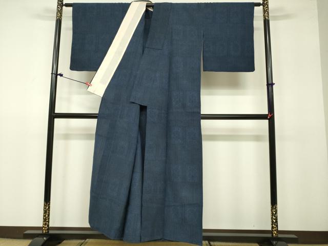 平和屋着物▽上質な紬 単衣 洋花文 正絹 逸品 DAAV3015du
