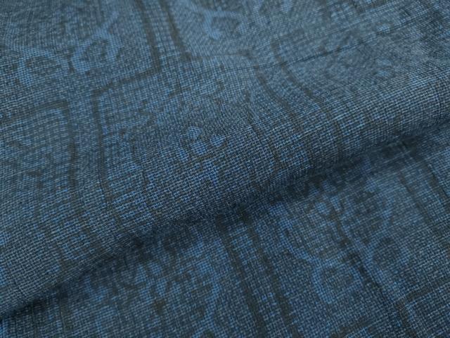 平和屋着物▽上質な紬 単衣 洋花文 正絹 逸品 DAAV3015du