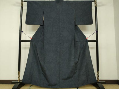 平和屋着物▽本塩沢 単衣 110亀甲 花唐草文 正絹 逸品 DAAV3016du