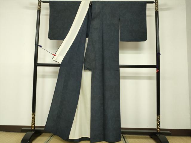 平和屋着物▽本塩沢 単衣 110亀甲 花唐草文 正絹 逸品 DAAV3016du