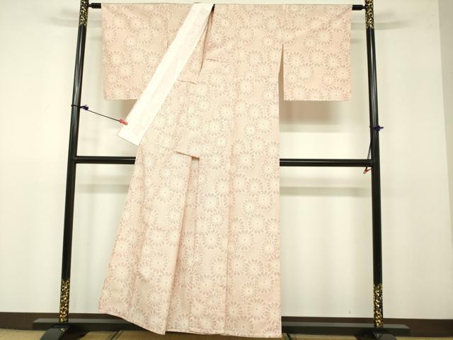 平和屋着物▽上質な紬 　単衣　舞花文 　正絹　逸品　未使用　DAAV3017du