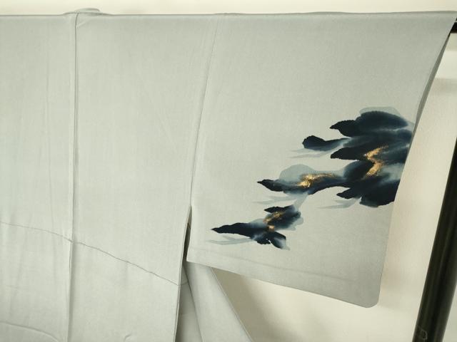 平和屋着物▽訪問着　単衣　松文　金彩　正絹　逸品　DAAV3021du