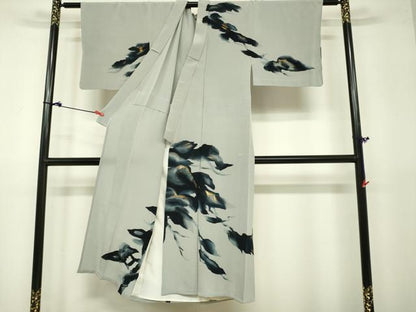 平和屋着物▽訪問着　単衣　松文　金彩　正絹　逸品　DAAV3021du