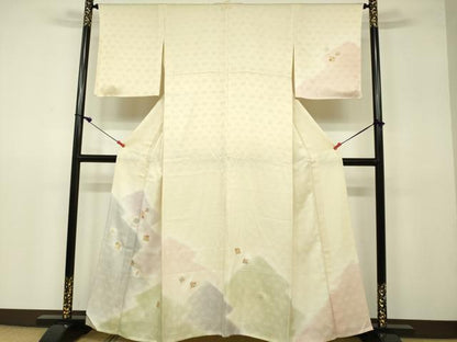 平和屋着物▽訪問着　単衣　駒刺繍　源氏港　暈し染め　金彩　正絹　逸品　DAAV3027du
