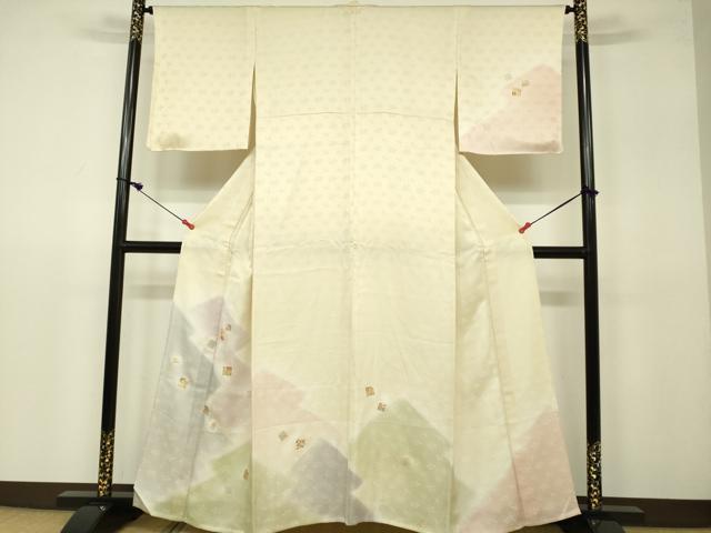 平和屋着物▽訪問着　単衣　駒刺繍　源氏港　暈し染め　金彩　正絹　逸品　DAAV3027du