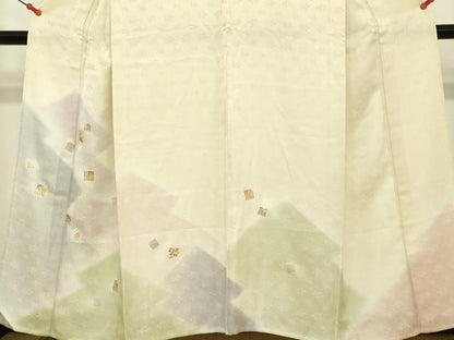 平和屋着物▽訪問着　単衣　駒刺繍　源氏港　暈し染め　金彩　正絹　逸品　DAAV3027du