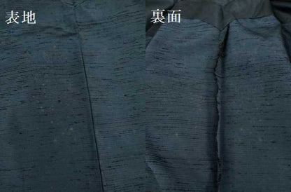 平和屋着物▽男性　紬　単衣　暗いネービーブルー色　正絹　逸品　DAAV3029du