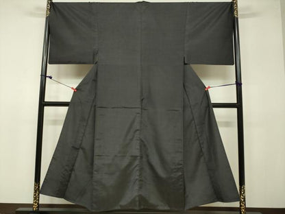 平和屋着物▽男性 本場染大島紬 単衣 消炭色 正絹 逸品 DAAV3030du