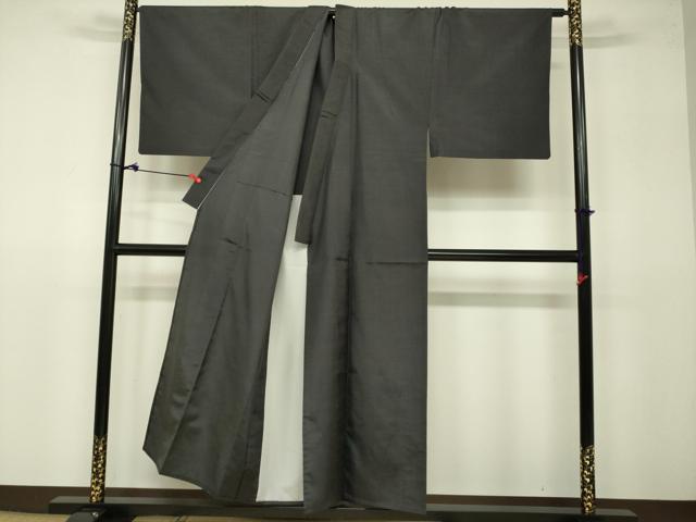 平和屋着物▽男性 本場染大島紬 単衣 消炭色 正絹 逸品 DAAV3030du
