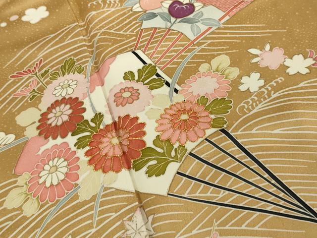平和屋着物●上質な小紋 作家物 駒刺繍 扇面立波花文 暈し染め 金彩 鈴乃屋扱い 正絹 逸品 DAAV3079du