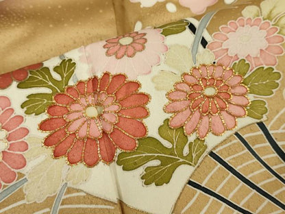 平和屋着物●上質な小紋 作家物 駒刺繍 扇面立波花文 暈し染め 金彩 鈴乃屋扱い 正絹 逸品 DAAV3079du