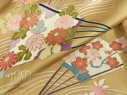 平和屋着物●上質な小紋 作家物 駒刺繍 扇面立波花文 暈し染め 金彩 鈴乃屋扱い 正絹 逸品 DAAV3079du