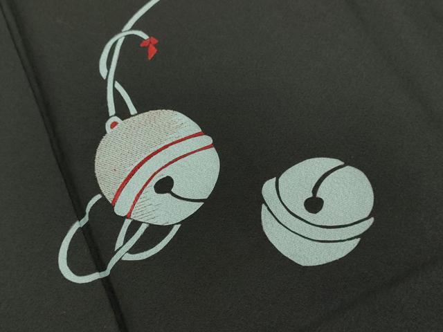 平和屋着物●訪問着 刺繍 鈴 黒地 正絹 逸品 DAAV3084du