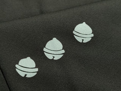 平和屋着物●訪問着 刺繍 鈴 黒地 正絹 逸品 DAAV3084du