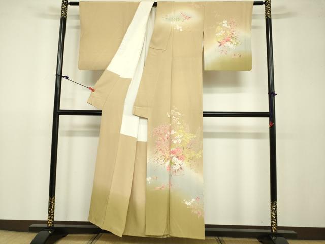 平和屋着物●十日町友禅作家 一梗 訪問着 花籠文 暈し染め 正絹 逸品 DAAV3094du