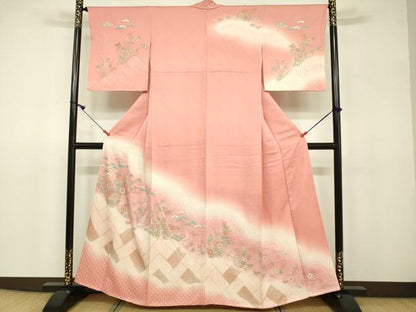 平和屋着物●訪問着　絞り　吉祥草花文　暈し染め　金彩　正絹　逸品　DAAV3113du