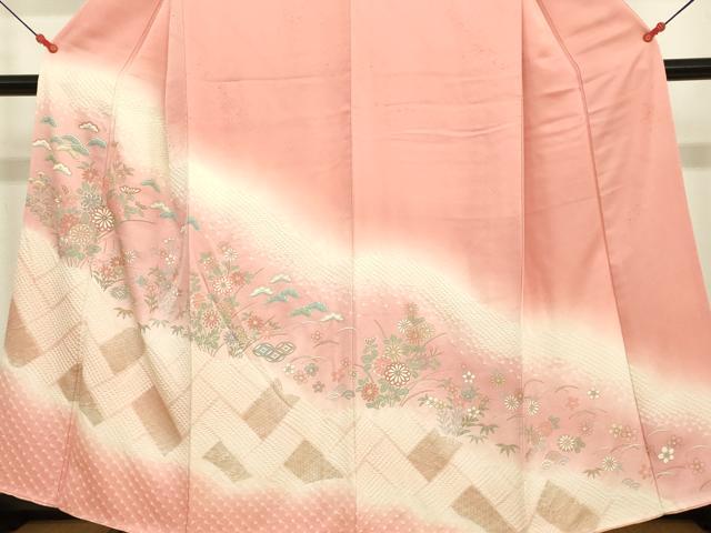 平和屋着物●訪問着　絞り　吉祥草花文　暈し染め　金彩　正絹　逸品　DAAV3113du