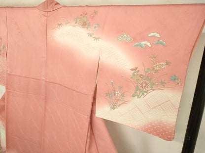 平和屋着物●訪問着　絞り　吉祥草花文　暈し染め　金彩　正絹　逸品　DAAV3113du