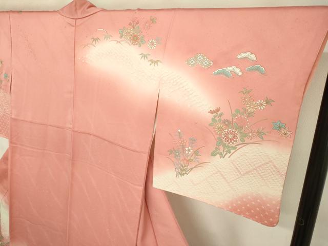 平和屋着物●訪問着　絞り　吉祥草花文　暈し染め　金彩　正絹　逸品　DAAV3113du