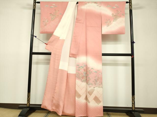 平和屋着物●訪問着　絞り　吉祥草花文　暈し染め　金彩　正絹　逸品　DAAV3113du