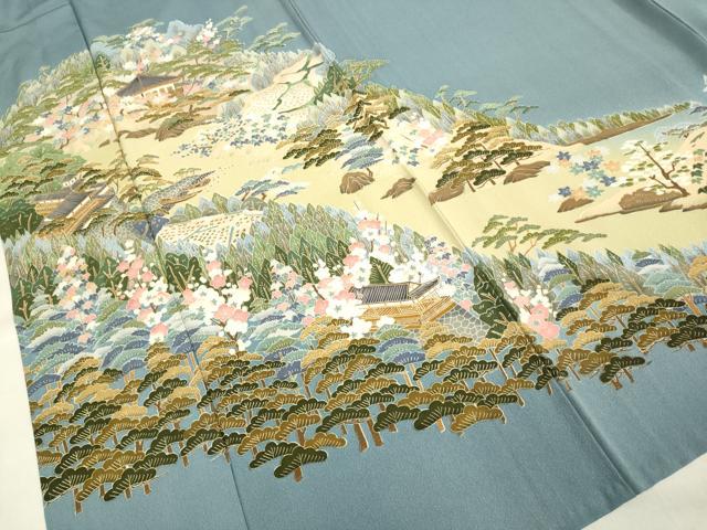 平和屋着物▽豪華色留袖 単衣 友禅 作家物 風景文 正絹 逸品 DAAV3115du