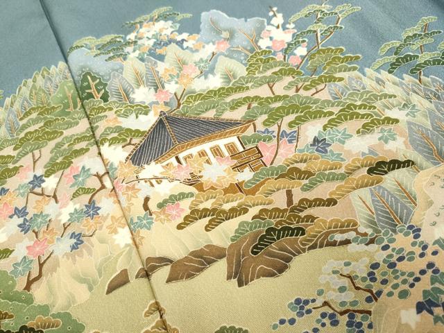 平和屋着物▽豪華色留袖 単衣 友禅 作家物 風景文 正絹 逸品 DAAV3115du