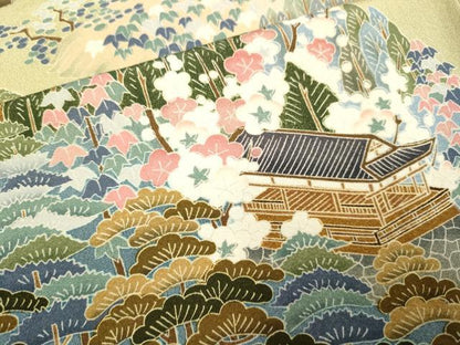平和屋着物▽豪華色留袖 単衣 友禅 作家物 風景文 正絹 逸品 DAAV3115du