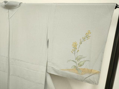 平和屋着物▽訪問着 単衣 手描き 花鳥文 金彩 正絹 逸品 未使用 DAAV3116du