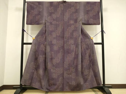平和屋着物▽上質な紬 単衣 吉祥花文 正絹 逸品 DAAV3119du