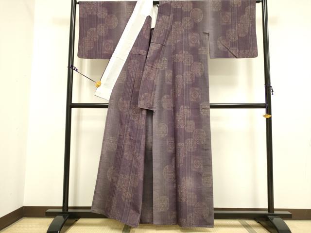 平和屋着物▽上質な紬 単衣 吉祥花文 正絹 逸品 DAAV3119du