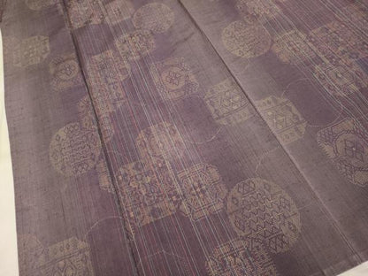 平和屋着物▽上質な紬 単衣 吉祥花文 正絹 逸品 DAAV3119du