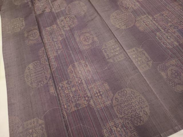 平和屋着物▽上質な紬 単衣 吉祥花文 正絹 逸品 DAAV3119du
