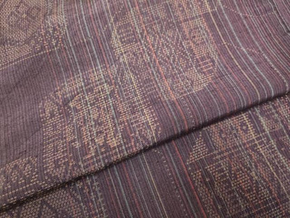 平和屋着物▽上質な紬 単衣 吉祥花文 正絹 逸品 DAAV3119du