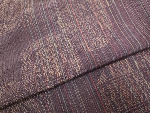 平和屋着物▽上質な紬 単衣 吉祥花文 正絹 逸品 DAAV3119du