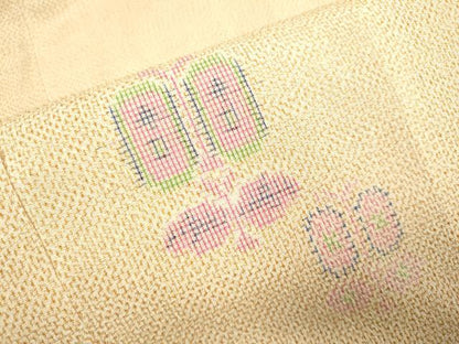 平和屋着物▽本塩沢 単衣 遠州椿 正絹 逸品 未使用 DAAV3120du