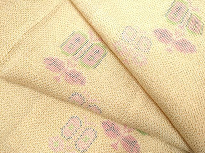 平和屋着物▽本塩沢 単衣 遠州椿 正絹 逸品 未使用 DAAV3120du