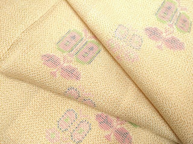 平和屋着物▽本塩沢 単衣 遠州椿 正絹 逸品 未使用 DAAV3120du