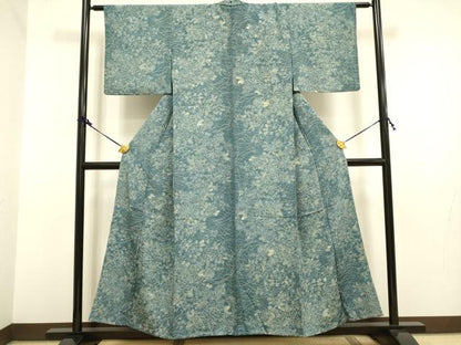 平和屋着物▽上質な小紋 単衣 草花文 正絹 逸品 DAAV3123du