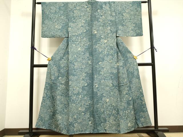 平和屋着物▽上質な小紋 単衣 草花文 正絹 逸品 DAAV3123du