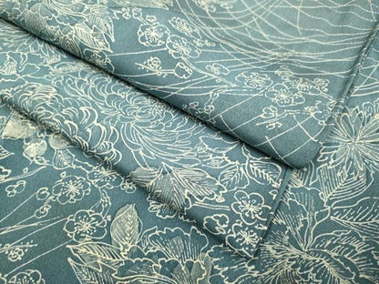 平和屋着物▽上質な小紋 単衣 草花文 正絹 逸品 DAAV3123du