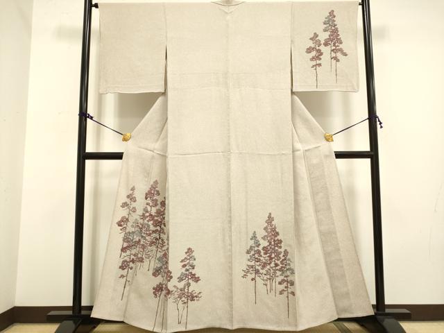 平和屋着物▽訪問着 単衣 ろうけつ染め 樹林文 正絹 逸品 DAAV3127du