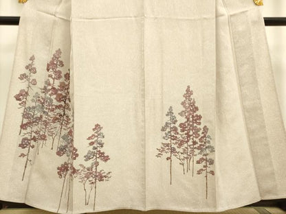平和屋着物▽訪問着 単衣 ろうけつ染め 樹林文 正絹 逸品 DAAV3127du