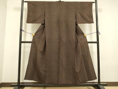 平和屋着物▽本塩沢 単衣 十字絣 正絹 逸品 DAAV3128du