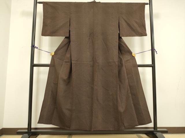 平和屋着物▽本塩沢 単衣 十字絣 正絹 逸品 DAAV3128du