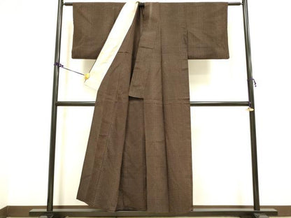 平和屋着物▽本塩沢 単衣 十字絣 正絹 逸品 DAAV3128du