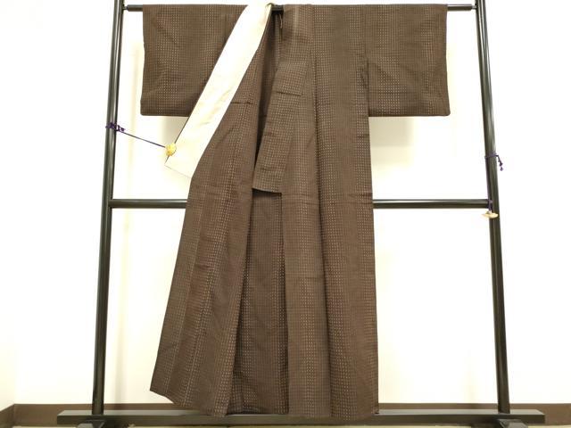 平和屋着物▽本塩沢 単衣 十字絣 正絹 逸品 DAAV3128du