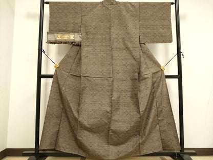 平和屋着物▽真綿紬　単衣　花丸文　証紙付き　正絹　逸品　DAAV3132du