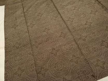 平和屋着物▽真綿紬　単衣　花丸文　証紙付き　正絹　逸品　DAAV3132du