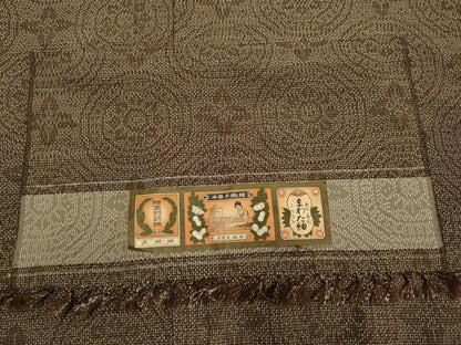 平和屋着物▽真綿紬　単衣　花丸文　証紙付き　正絹　逸品　DAAV3132du